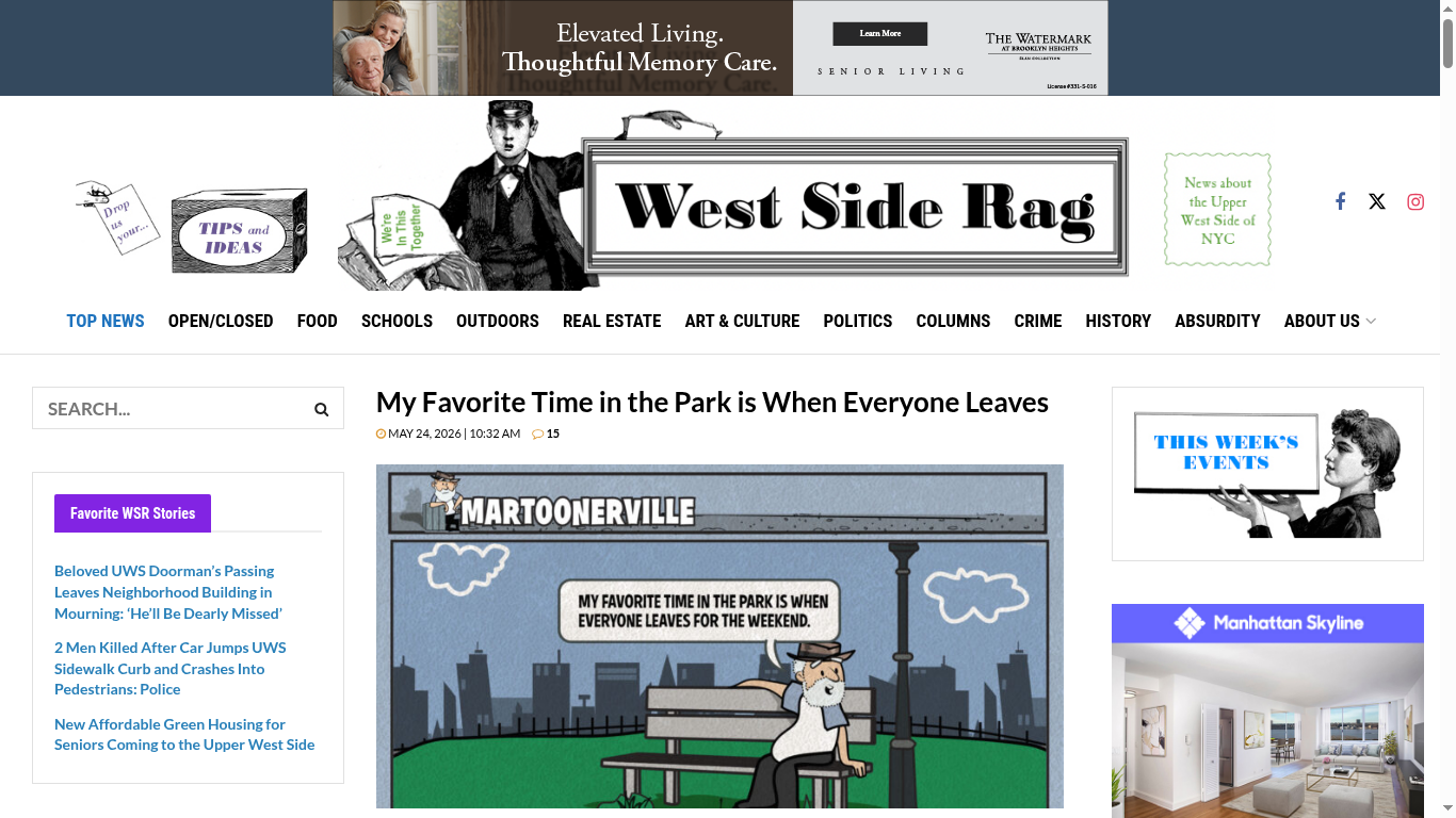 West Side Rag website screenshot
